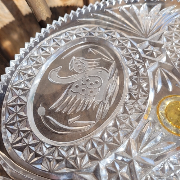 Vintage Hofbauer Crystal Swan Cake Stand 11" - Picture 6 of 12